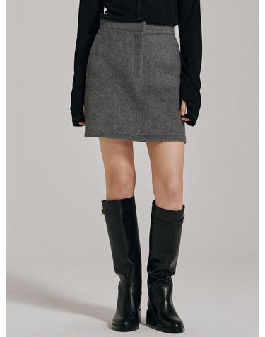 울 미니 스커트 - 차콜 / Wool Mini Skirt - Chacoal