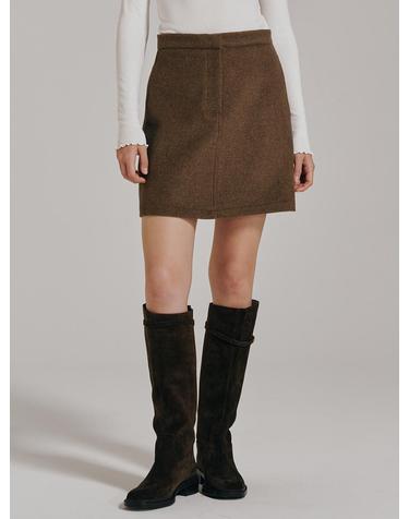 울 미니 스커트 - 브라운 / Wool Mini Skirt - Brown