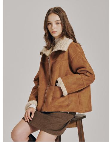 리버시블 스웨이드 무스탕 - 카멜 / Reversible Suede Mustang - Camel