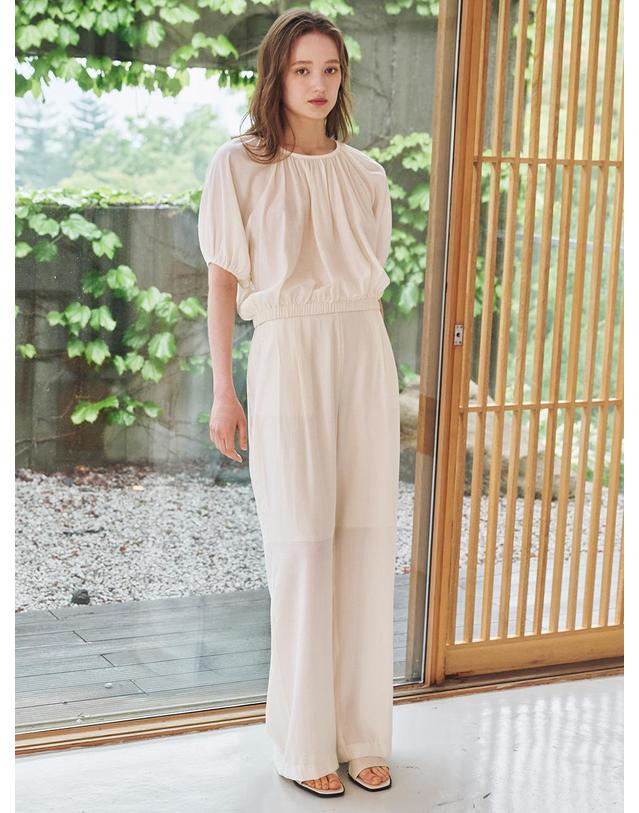 누브 써머 링클 밴딩 팬츠 - 아이보리 / Summer Wrinkle Banding Pants - Ivory 착용컷