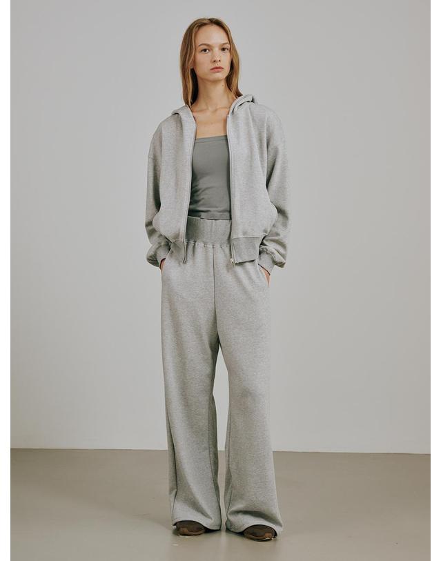 누브 와이드 밴딩 코튼 팬츠 - 멜란지 그레이 / Wide Banding Cotton Pants - M.Gray 착용컷
