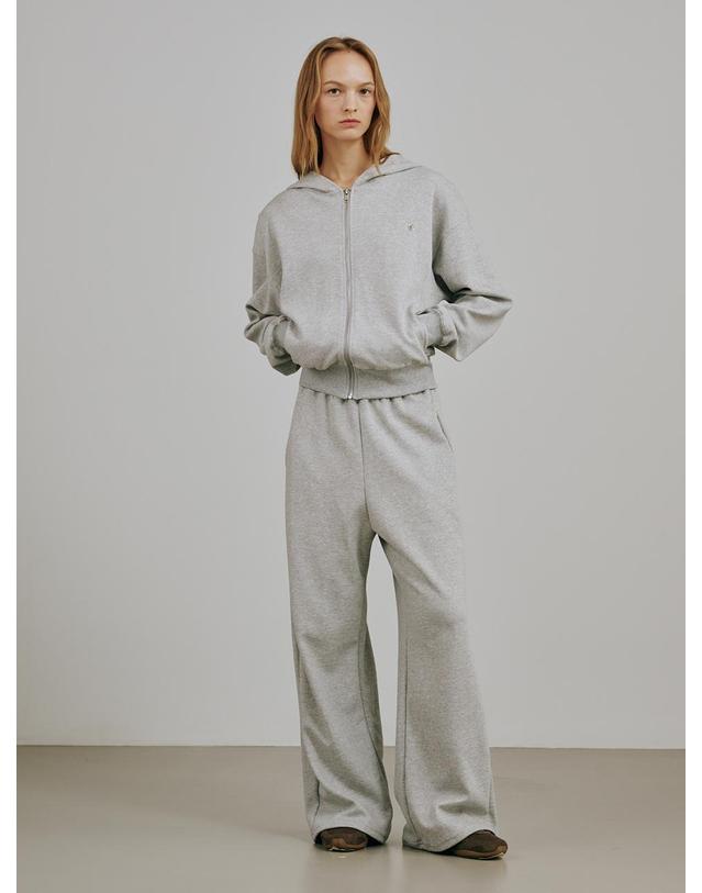 누브 와이드 밴딩 코튼 팬츠 - 멜란지 그레이 / Wide Banding Cotton Pants - M.Gray 착용컷