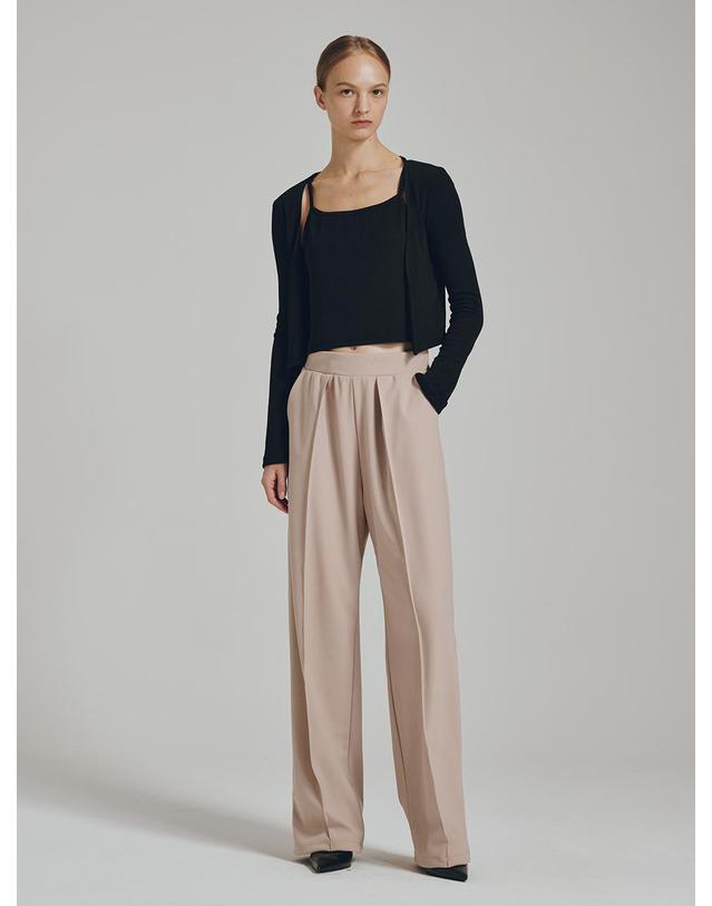 누브 원턱 밴딩 팬츠 - 라이트 베이지 / One Tuck Banding Pants - Light Beige 착용컷