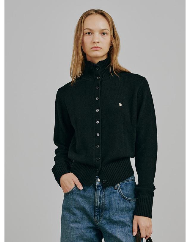 누브 터틀넥 울 가디건 - 블랙 / Tultleneck Wool Cardigan - Black 착용컷