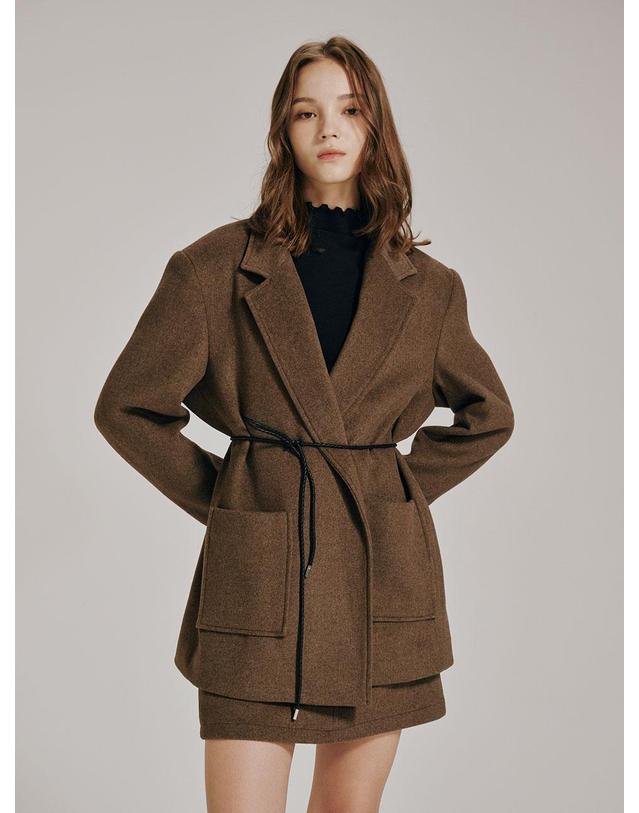 누브 울 벨티드 자켓 - 브라운 / Wool Belted Jacket - Brown 착용컷