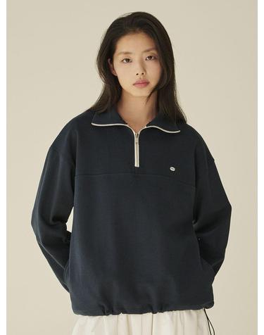 코튼 하프 집업 스웻셔츠 - 네이비/ Cotton Half-Zip Up Sweatshirt - Navy