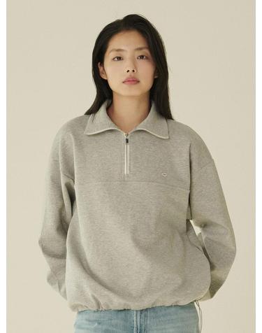 코튼 하프 집업 스웻셔츠 - 멜란지 그레이/ Cotton Half-Zip Up Sweatshirt - M.Gray