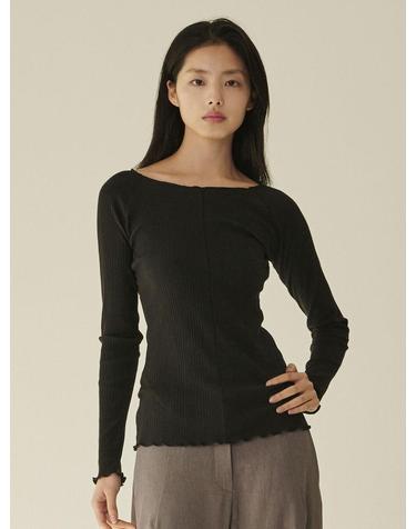 스티치 슬림핏 티셔츠 - 블랙/ Stitch Slim Fit T‑Shirt - Black