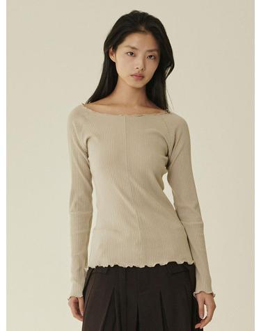 스티치 슬림핏 티셔츠 - 베이지/ Stitch Slim Fit T‑Shirt - Beige