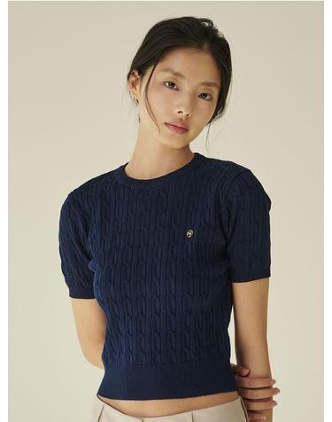 써머 케이블 라운드 니트 - 네이비/ Summer Cable Round Knit - Navy