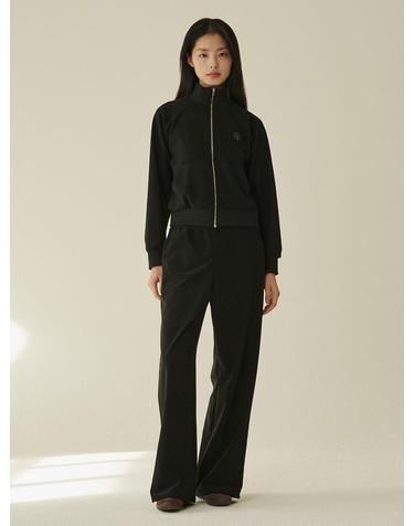 스트레치 져지 집업 셋업 - 블랙/ Stretch Jersey Zip‑Up Set - Black