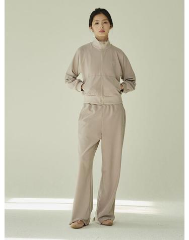 스트레치 져지 집업 셋업 - 베이지/ Stretch Jersey Zip‑Up Set - Beige