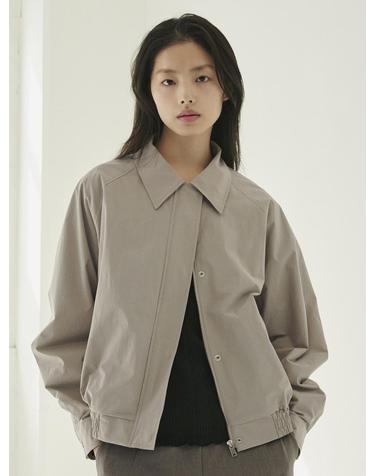 코튼 블랜드 봄버 자켓 - 그레이 / Cotton Blend Bomber Jacket - Gray