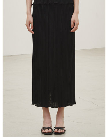 플리츠 롱 스커트 - 블랙 /  Pleated Long Skirt - Black