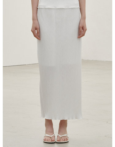 플리츠 롱 스커트 - 화이트 /  Pleated Long Skirt - White