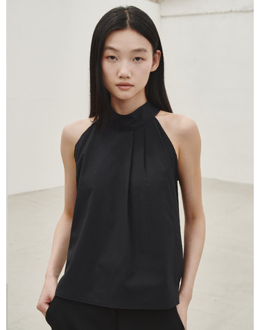 홀터 투턱 블라우스 - 블랙 / Holter Two Tuck Blouse - Black