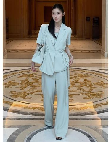 린넨 벨티드 자켓 셋업 - 아이보리 / Linen Belted Jacke Set up - Ivory