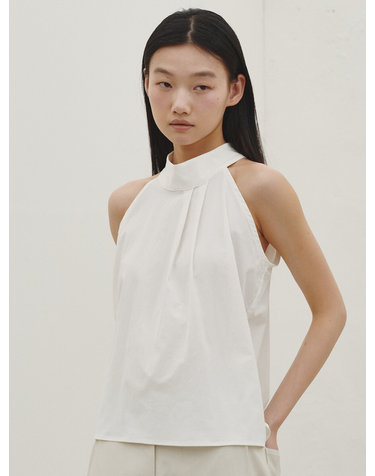 홀터 투턱 블라우스 - 아이보리 / Holter Two Tuck Blouse - Ivory