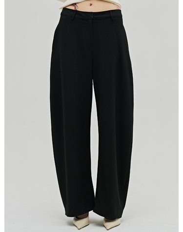 울 테일러드 커브드 팬츠 - 블랙 / Wool Tailored Curved Pants - Black