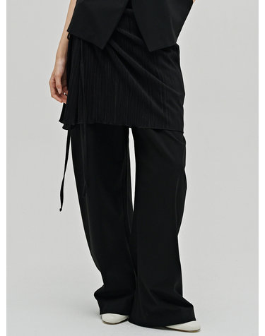 플리츠 랩 스커트 - 블랙 / Pleated Wrap Skirt - Black