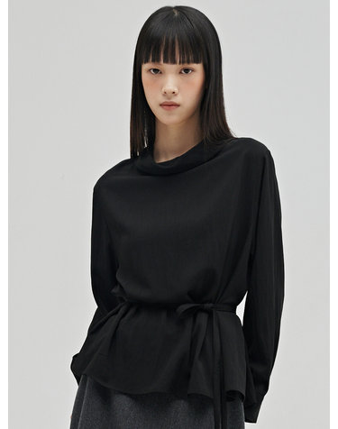 하프넥 투웨이 블라우스 - 블랙 / Half Neck Two-Way Blouse - Black