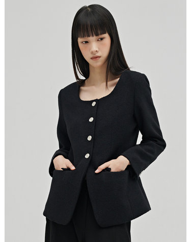 부클 트위드 자켓 - 블랙 / Boucle Tweed Jacket - Black