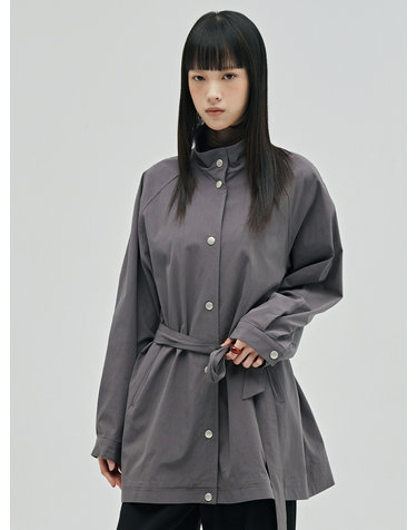 하이넥 트렌치코트 - 그레이 / High Neck Trench Coat - Gray