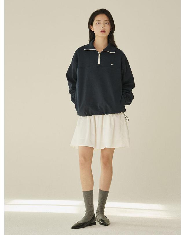 누브 코튼 하프 집업 스웻셔츠 - 네이비/ Cotton Half-Zip Up Sweatshirt - Navy 착용컷