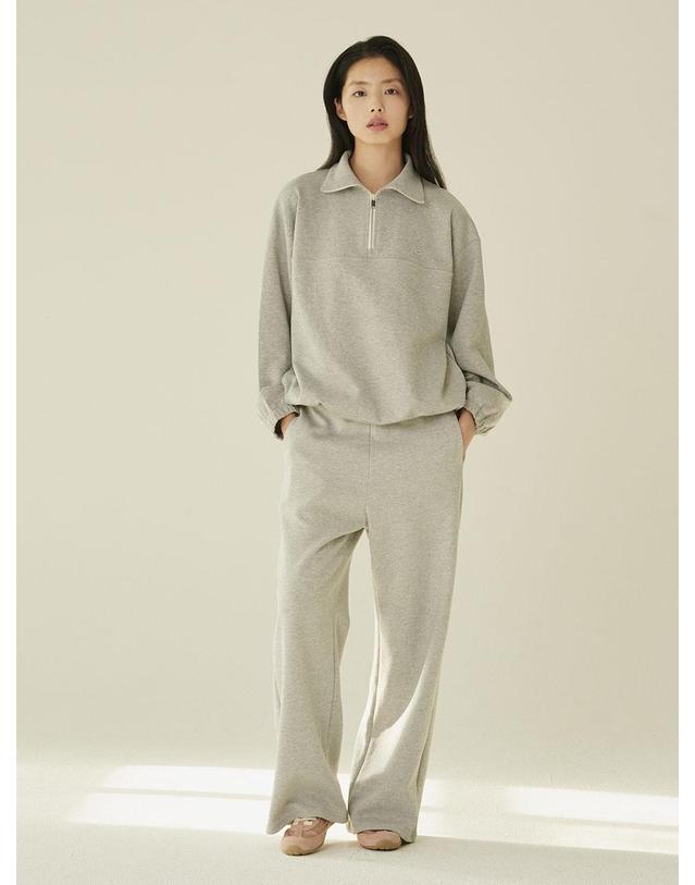 누브 코튼 하프 집업 스웻셔츠 - 멜란지 그레이/ Cotton Half-Zip Up Sweatshirt - M.Gray 착용컷