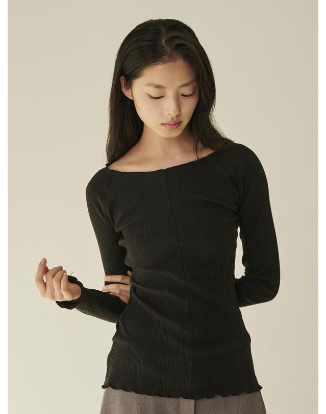 누브 스티치 슬림핏 티셔츠 - 블랙/ Stitch Slim Fit T‑Shirt - Black 착용컷