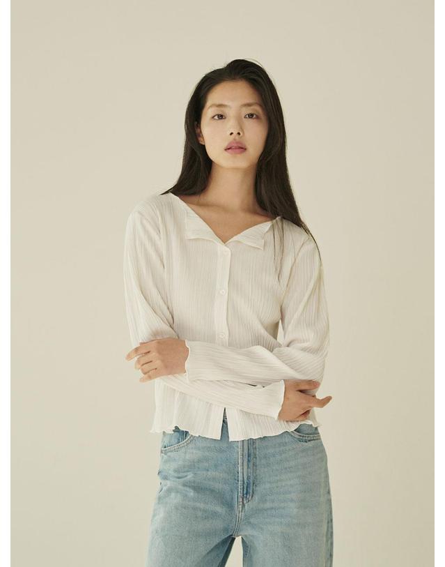 누브 투웨이 블라우스 가디건 - 아이보리/ Two‑Way Blouse Cardigan - Ivory 착용컷