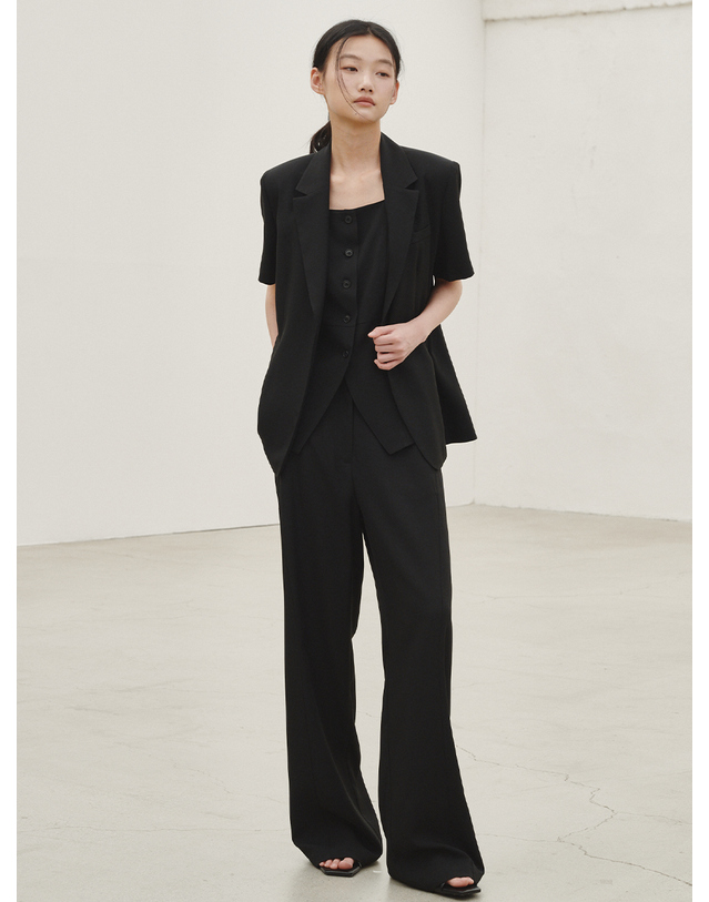 누브 린넨 벨티드 자켓 -블랙 / Linen Belted Jacket - Black 착용컷