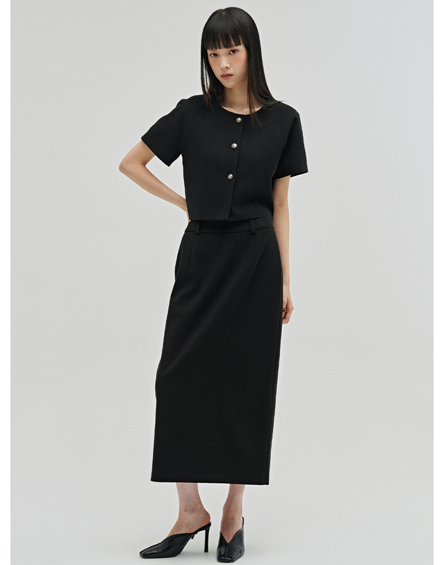 누브 미니멀 울 롱 스커트 - 블랙 / Minimal Wool Long Skirt - Black+A1:T41 착용컷