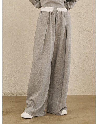 Double Waist Wide Pants - M.Gray