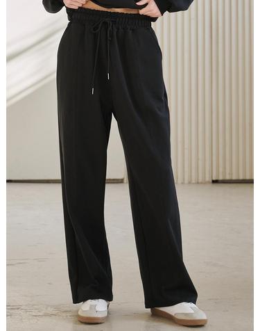 와이드 핀턱 밴딩 팬츠 - 블랙 / Wide Pintuck Banding Pants - Black