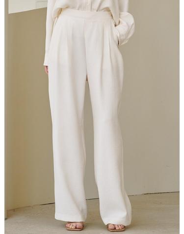 링클 와이드 밴딩 팬츠 - 아이보리 / Wrinkle Wide Banding Pants - Ivory