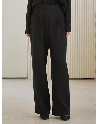 링클 와이드 밴딩 팬츠 - 블랙 / Wrinkle Wide Banding Pants - Black