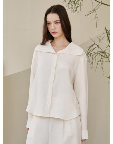 세일러 카라 링클 블라우스 - 아이보리 / Sailor Collar Wrinkle Blouse - Ivory