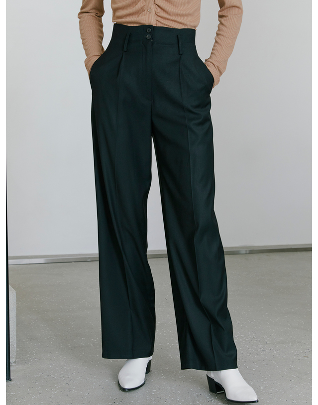 누브 Highwaist Button Trousers - Black 착용컷