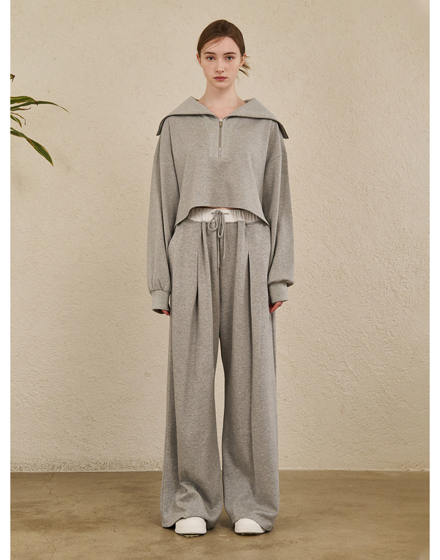 누브 Double Waist Wide Pants - M.Gray 그레이 착용컷