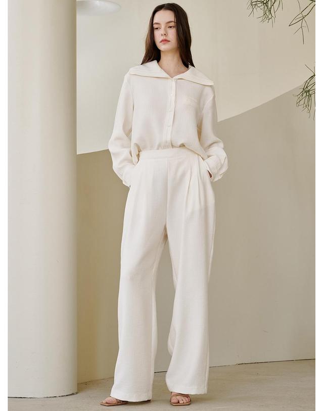 누브 링클 와이드 밴딩 팬츠 - 아이보리 / Wrinkle Wide Banding Pants - Ivory 착용컷