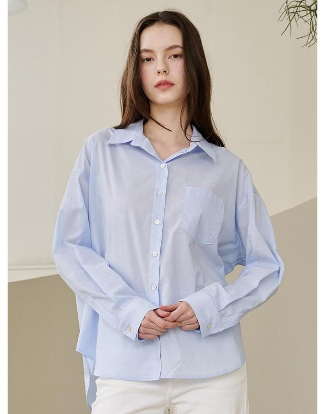 누브 에센셜 코튼셔츠 - 스카이블루 / Essential Cotton Shirts - Sky Blue 착용컷