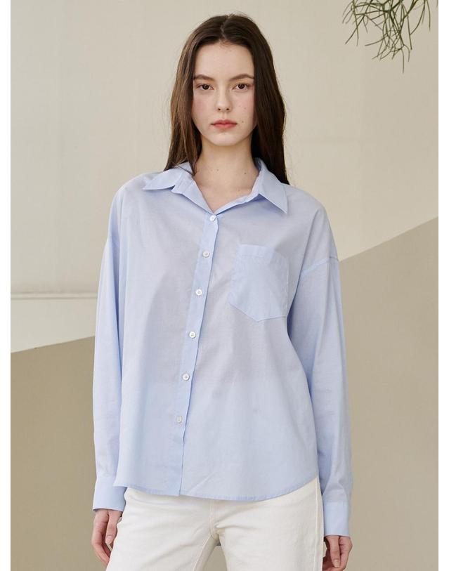 누브 에센셜 코튼셔츠 - 스카이블루 / Essential Cotton Shirts - Sky Blue 착용컷