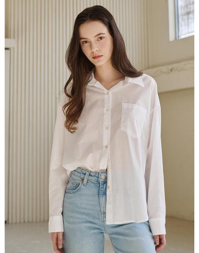 누브 에센셜 코튼 셔츠 - 화이트 / Essential Cotton Shirts - White 착용컷