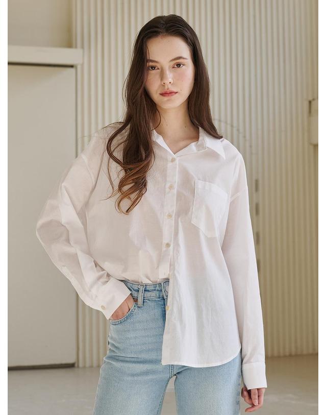 누브 에센셜 코튼 셔츠 - 화이트 / Essential Cotton Shirts - White 착용컷