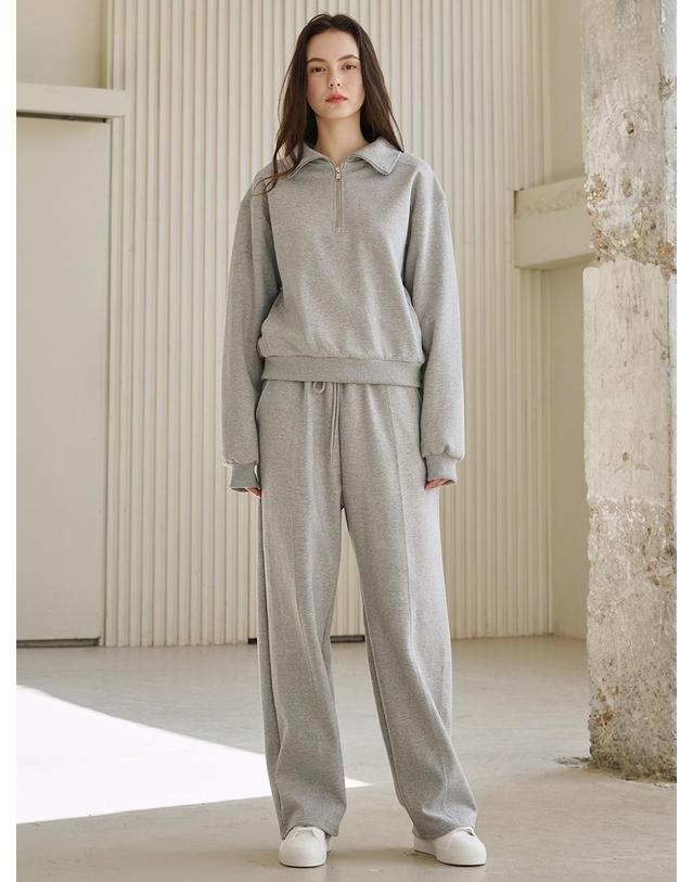 누브 라인 집업 스웻셔츠 셋업 - 멜란지 그레이 / Line Zip up Sweatshirts Set Up - M. Gray 착용컷