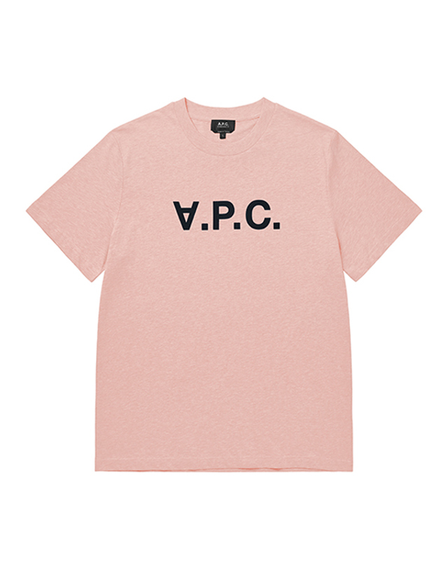 아페쎄 아페쎄 COHBM M26384 TFI ROSE/DARK NAVY VPC 벨벳 로고 스탠다드 그랜드 공용 반팔티 착용컷