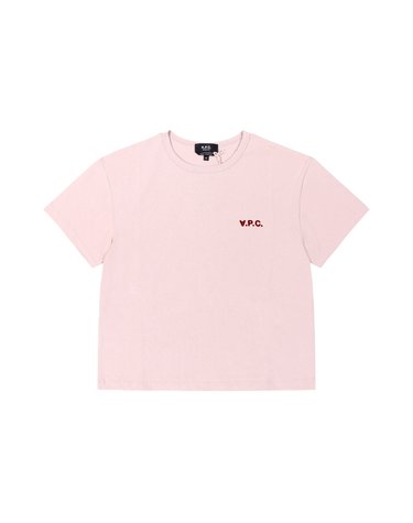 아페쎄 COHBQ F26390 FLG ROSE POUDRE/BORDEAUX VPC 박시 쁘띠 크롭 여성 반팔티