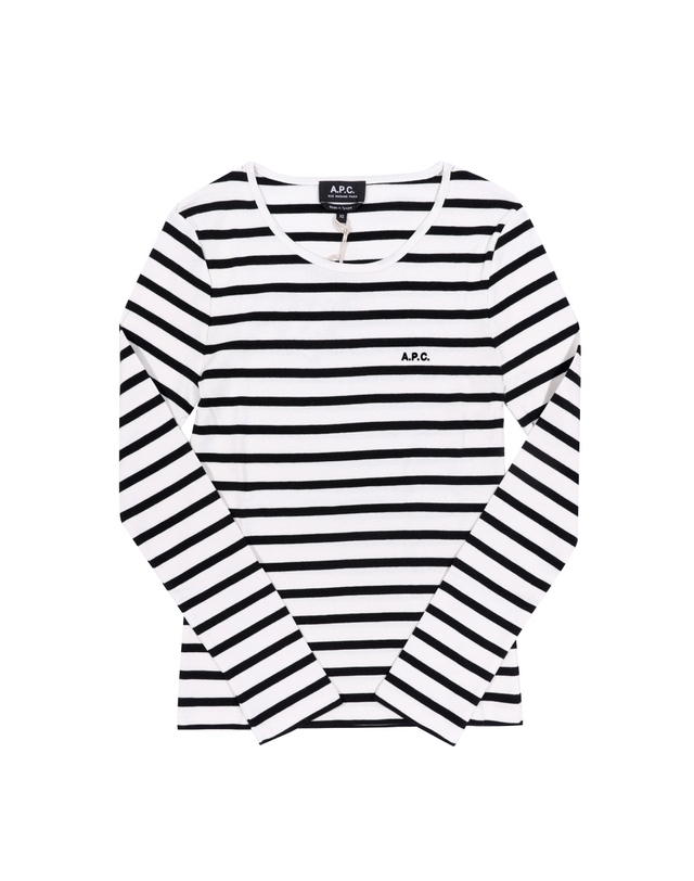 아페쎄 아페쎄 COHCA F26373 TAT ECRU/BLACK THELMA 텔마 스트라이프 여성 긴팔티 착용컷