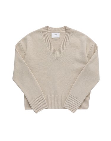 AMI UKS234 KN0028 721 아미 드 꾀흐 토널 하트 로고 브이넥 공용 니트